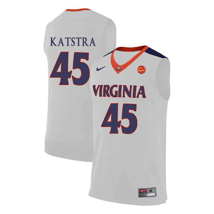 Virginia Cavaliers #45 Austin Katstra White College Basketball Jersey